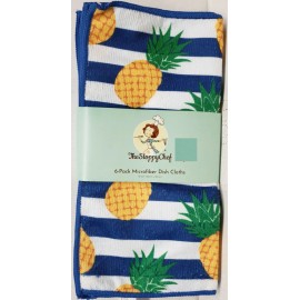Sloppy Chef Set of 6 Same Microfiber Kitchen Dishcloths (12" x 12") PINEAPPLES, SC