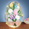 Collections Etc LED Lighted Tulip Crackled Glass Egg Decoration