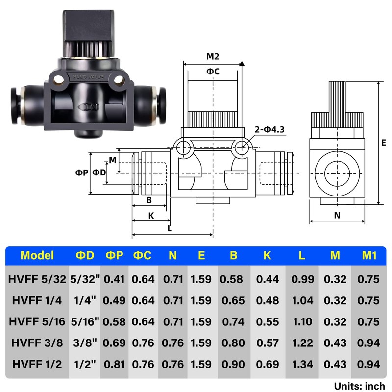 TAILONZ PNEUMATIC 3/8 inch OD Manual Flow Switch Valve 2