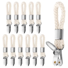 Pack of 12 Towel Clips, Towel Clips with Loops, Towel Hangers Without Sewing, Hangers for Towels, Tea Towel Holder Clips for Wardrobes, Bathrooms and Kitchens