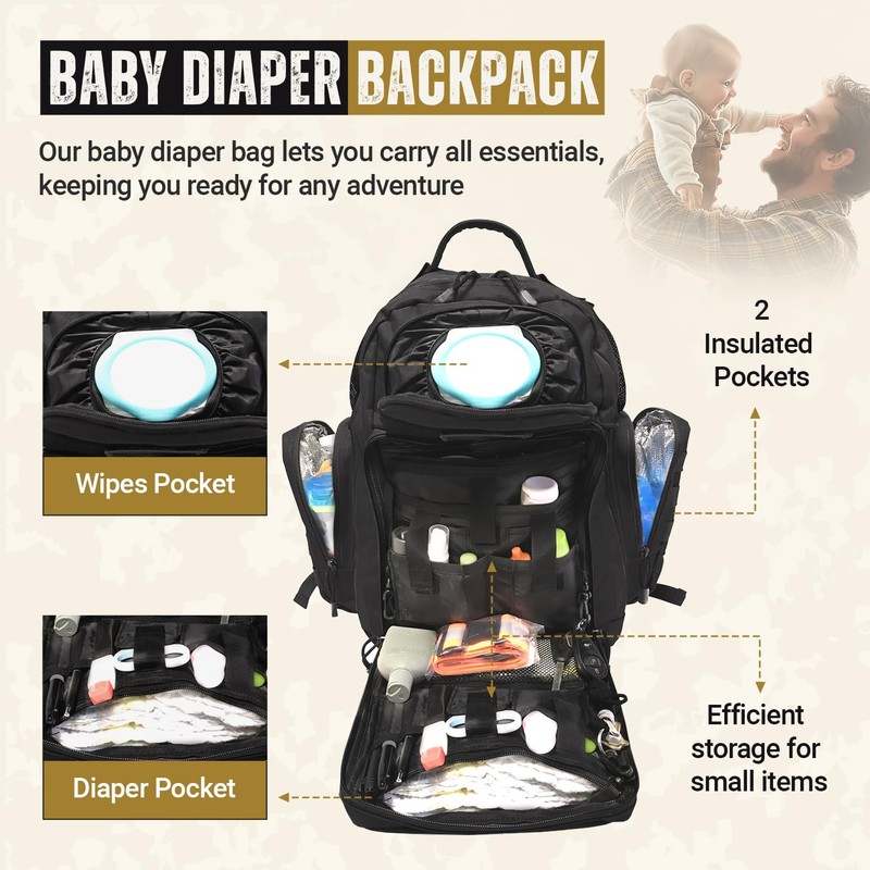 HighSpeedDaddy - Original Baby Diaper Backpack, Military-Grade, Waterproof Baby Travel