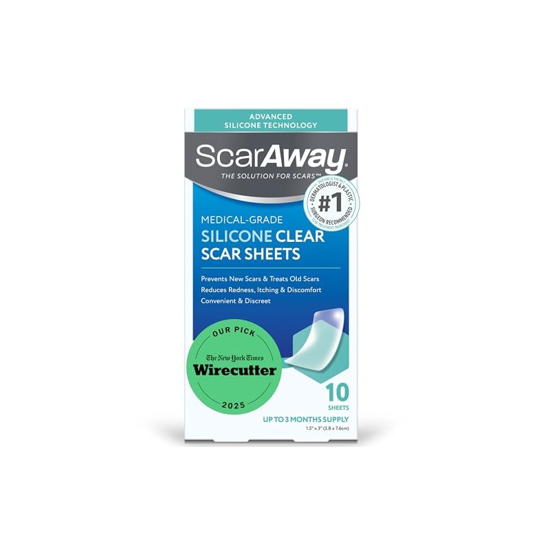 ScarAway Scaraway - Hojas de silicona transparente para cicatrices, 10