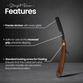 Utopia Care Straight Razors For Men, Professional Barber Dark Brown