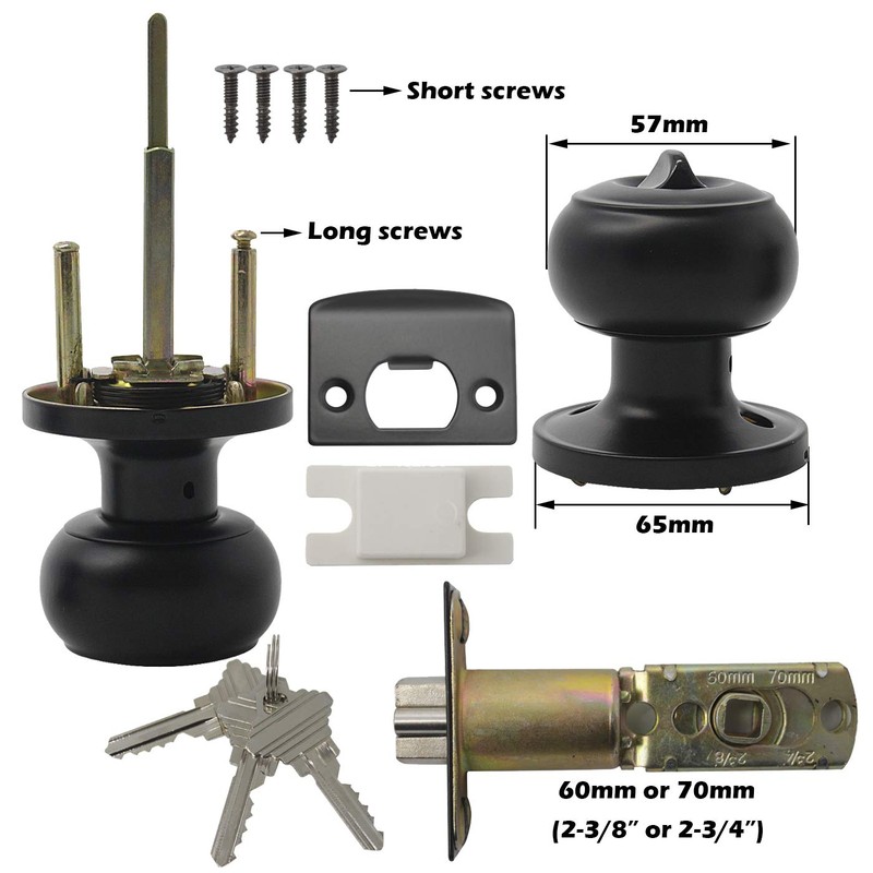 Gobrico 2 Pack Keyed-Alike Exterior Door Knobs with Key Matte