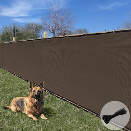 E&K Sunrise 8' x 12' Privacy Fence Screen with Grommets, Outdoor Windscreen Fence Covering Privacy Screen UV Blockage for Backyard Garden Patio, Zip Ties Included (Brown)