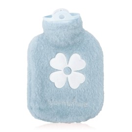 Rumyve Rumyve Hot Water Bottle,500ML Small Hot Water Bottle with Cover Warm Water Bag,Mini Natural Rubber Hot Water Bag for Women Seniors Children(Blue)