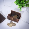 CestAntiQ, Genuine Leather Squeeze Coin Purse, Compact Brown Coin Pouch,