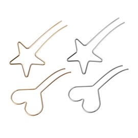 Baluue 4pcs Heart Star Shaped Hair Bun Forks Durable Hair Pins for Women Elegant Bun Clips for Parties Office and Daily Use present for Valentine Day Birthdays and More