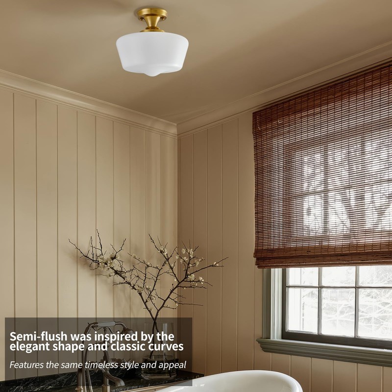 youngrender Schoolhouse Light Fixture Modern Gold Ceiling Light,Semi Flush Mount