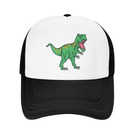 Wisedeal Boys' Fierce T Rex Dinosaur Mesh Trucker Hat Adjustable Snapback Baseball Cap for Boy Girl Toddler Black