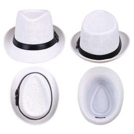 Simplicity Panama Style Straw Fedora Hats for Men Dress Hats for Men White Fedora Hats for Women Mens Fedora Hat, White SM