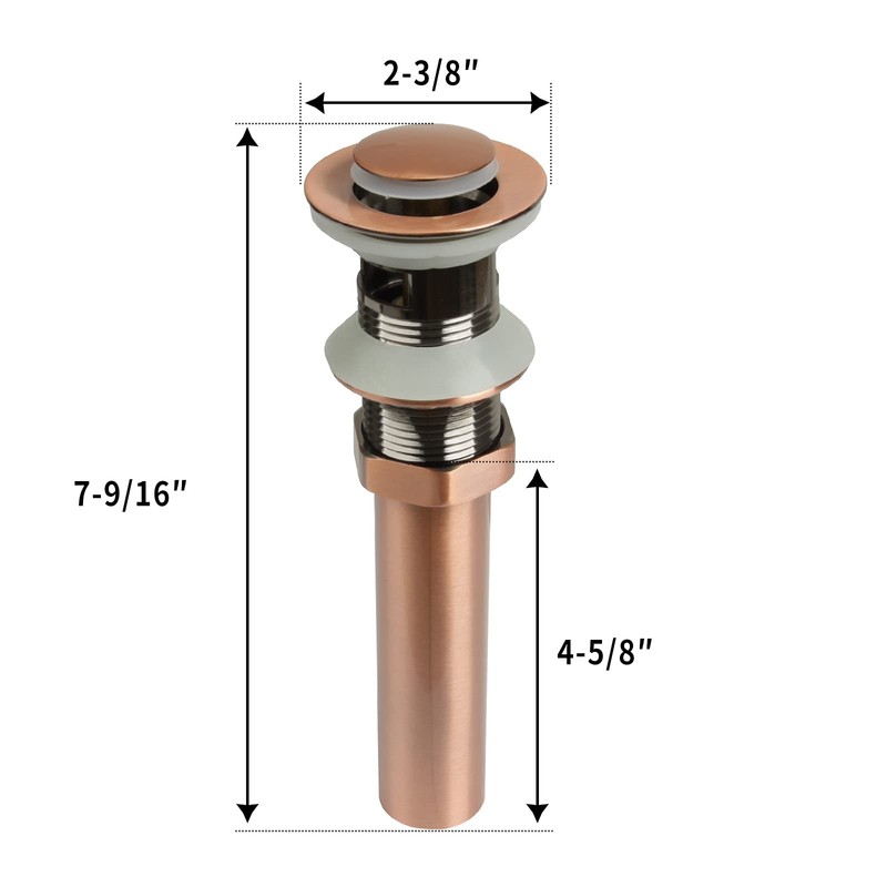 Copper Push Button Bathroom Sink Drain Stop & Pop up
