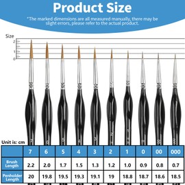 LAINIKE 10 Piece Fine Detail Brushes Set, Miniature Brush, Paint by number Brushes, Model Making Detail Brush, for Nail Art, Acrylic, Oil Painting, Models, Line Painting, Watercolor