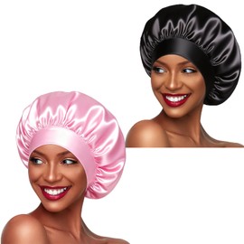 2Pcs Silk Bonnet for Sleeping, Satin Hair Bonnets, Soft Elastic Band Silk Sleep Cap, Hair Wrap for Women