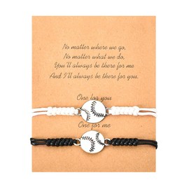 Baseball Matching Bracelet for Baseball Lovers Birthday Christmas Gift for Couples Encouragement Braided Bracelets for Baseball Player Bracelet for 2 Long Distance Friendship Gifts for Friends