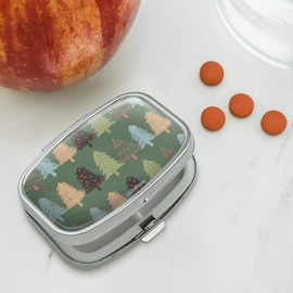 Spunky Christmas Trees Rectangle Pill Case Trinket Gift Box