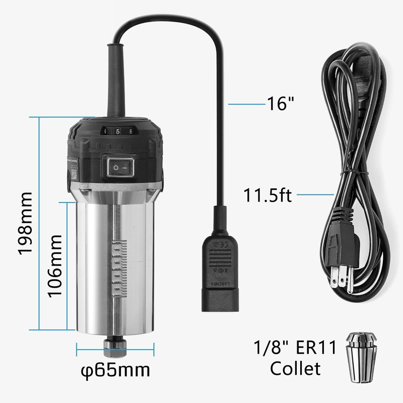 Genmitsu 710W Compact Router 65mm Diameter, 6 Variable Speeds Palm