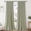 Sage Green Linen Blackout Curtains for Bedroom 102 Inch Length