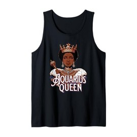 Aquarius AF Vibes Queen Energy Zodiac Regal Afro Crown Tank Top