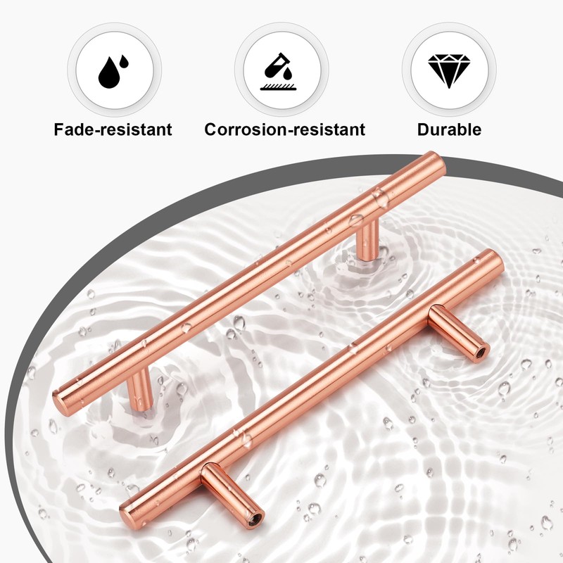 EZRENOVA 10 Pack Rose Gold Cabinet Handles and Knobs -