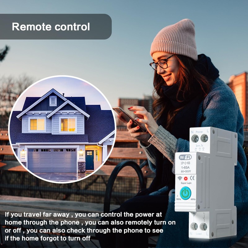 Jadeshay Tuya Smart WiFi Circuit Breaker, 1P 63A Switch, WiFi