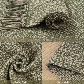 Collive Washable Area Rug 4' x 6', Woven Cotton Bedroom Rugs Neutral Indoor Accent Rug, Modern Comfy Floor Carpet with Tassel for Living Room, Nursery Room, Dining Room, Bedside, Patio Decor