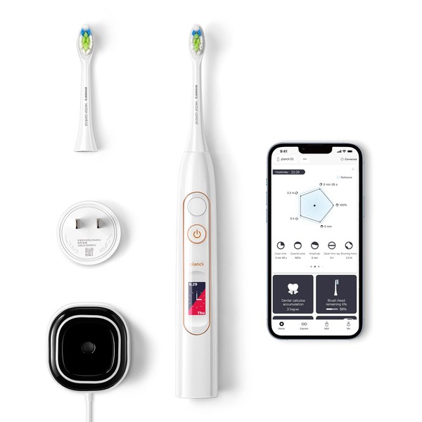 evowera Adaptive Electric Toothbrush, 6 Modes, Coaching APP, Full-Color Screen, 10%-100% Adjustable Intensity, Wireless Fast Charge, IPX7 Waterproof, Uncleaned Reminder, Timer,Sonic Powered Toothbrush