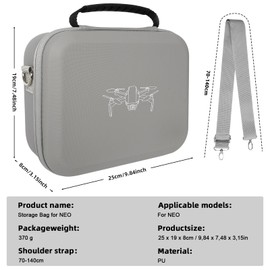 SUPRBIRD Neo Carry Case, Mini 4K Bag, Portable Storage Bag, Compact Travel Bag for DJI Mini 4K/2 SE Drone, Waterproof Carry Bag for Drone Protection/Storage, gray, Portable