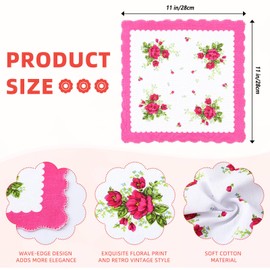 Peryiter 100 Pcs Handkerchief for Women Vintage Floral Cotton Handkerchief Bulk Colorful Embroidered Ladies Handkerchiefs Mother's Day Gifts for Mother Grandma Tea Party Church Wedding