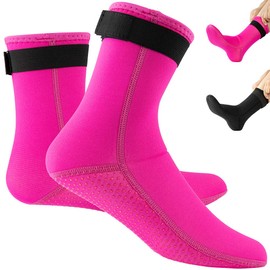 Tyuodna 3 mm neoprene socks, non-slip diving socks for adults, women, men, thick swimming socks, waterproof socks for snorkelling, swimming, surfing, sailing, kayaking, water sports, pink