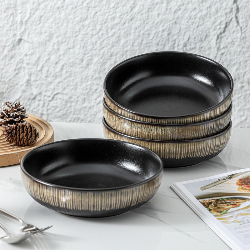 KOOV Ceramic Bowl, 46 OZ Pasta Bowls Set of 4,