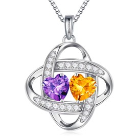 Iefil Christmas Valentines Day Gifts for Her, I Love You Gifts February November Birthstone Necklace for Wife Anniversary Birthday Gifts for Women Wife Amethyst Citrine Jewelry Trendy