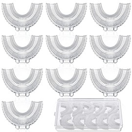 Patelai 10 Cabezales de Cepillo de Dientes de Repuesto en Forma de u Cabezal de Cepillo de Silicona para Niños con Caja de Almacenamiento, 360 Grados Limpieza Bucal Manuales Eléctricos