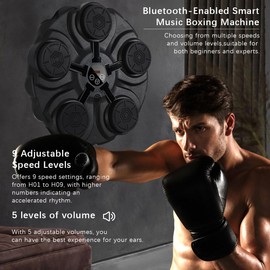 Music Boxing Machine with Bluetooth & Boxing Gloves - Smart Interactive Punching Trainer for Adults Kids, Wall-Mounted Reflex Target with 9 Speeds, Perfect for Home, Gym, Office Fun Workouts
