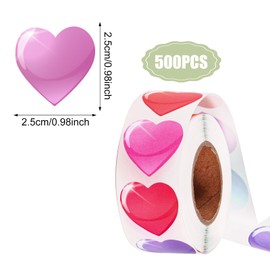 2.5 cm Heart Sticker Perforated Roll Valentine Sticker 8 Colours Small Heart Stickers for Children's Envelopes Heart Sticker Mini Incentive Sticker for Scrapbooking Wedding
