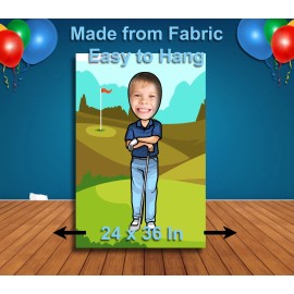 Modern Digital Design Golf Theme Face Cutout, 24x36" Photo Stand-in, Sports Theme Party Photo Prop