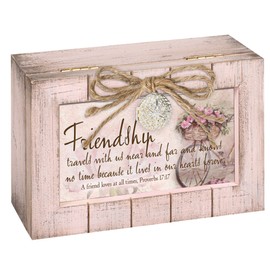 Cottage Garden Friendship Travels with Hearts Blush Pink Locket Petite Music Box Plays Amazing Grace