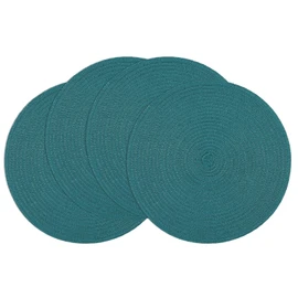 SHACOS Round Placemats Set of 4 Woven Braided Table Placemats 15 inch Circle Place Mats Washable Non Slip Table Mats for Home Wedding Party, Teal Green