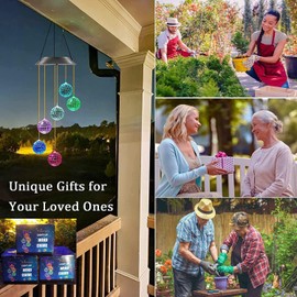 Kwaiffeo Solar Wind Chimes for Garden, Solar Wind Chimes Outdoor Waterproof 7 Color Changing with 6 Disco Ball, Birthday Gifts for Women Mom Grandma, Unique Gardening Gifts