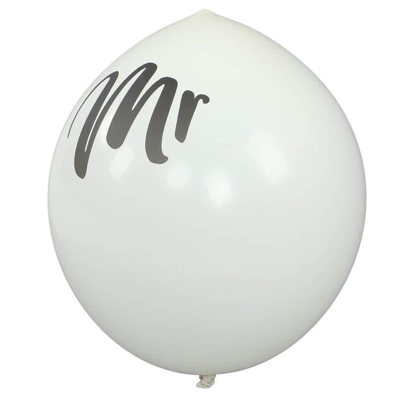 6 Pcs Balloons 36in MR MRS Letters Printed White Giant