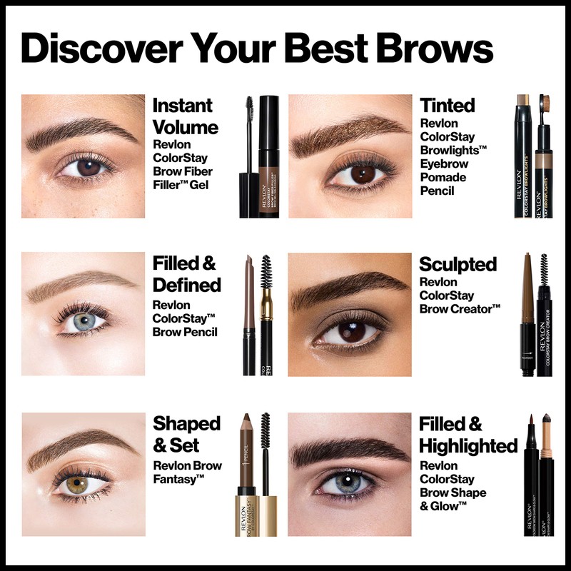 Revlon ColorStay Brow Fiber Filler, Longwearing & Volumizing Waterproof Eyebrow