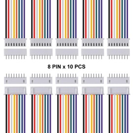 ACEIRMC 10Pairs JST Connector Kit, XH 2.54mm 8 Pin Header Male and Female Connectors Plug Adapter with Flat Wire Cable 200mm 26AWG Compatible with JST XH (8P)