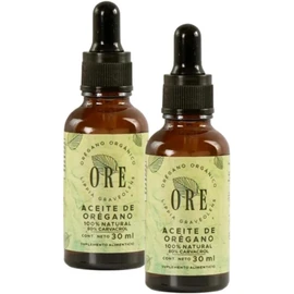 ORE Organic Oregano Oil Supplement, 100% Natural, 80% Carvacrol, Lippia Graveolens, No Preservatives, 30 ml, 2 Pack