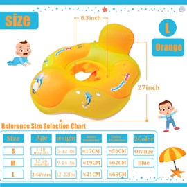 COSORO Inflatable Pool Rings Swimming Float for Kids 2-6 Years,Orange Inflatable Swimming Ring with Safety Seat,Rubber Rings for Pool,Inflatable Swim Ring Swim Circle Pool Floaties for Kids Girls Boys