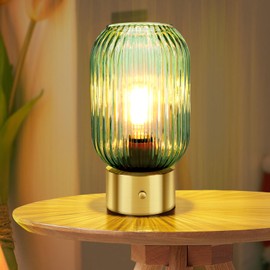LEDIKON Touch Control Cordless Table Lamp,Rechargeable Table Lamp,Vintage Mid Century Modern Style,3-Way Dimmable Battery Operated Gold Table Lamp for Dinner Table,Living Room,Bedroom,Restaurant,Bars