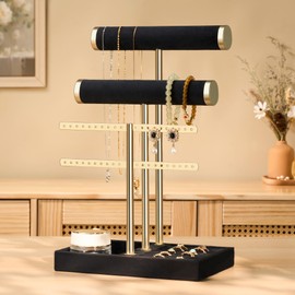 Josmimic Jewellery Stand Bracelets with 3 Layers - Removable T-Bar Jewellery Stand, Velvet Bracelet Holder, Jewellery Holder for Bracelet, Necklace, Watches, Rings