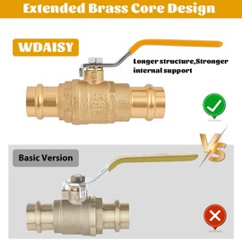 Ultra-Durable Upgraded 3/4" Pro Press Ball Valve – Lead-Free Pro Press Brass Shut-Off Valve for Copper Tubing, Heavy-Duty, Extended Stem with Dual EPDM O-Rings, ProPress Fittings 3/4‘’ - 2PCS