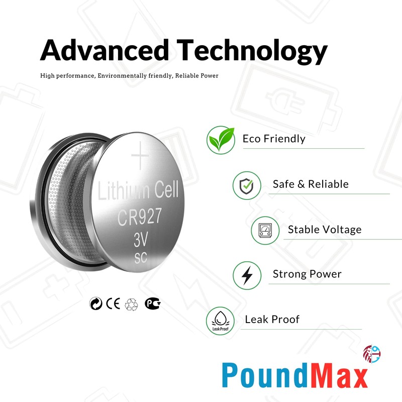 PoundMax CR 927 Batteries 3v Lithium Button Cell Battery Combo