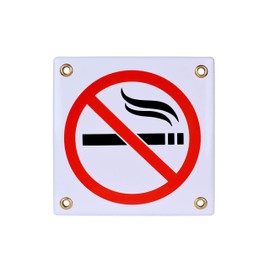 Sign Smoking Prohibited 12 x 12 cm | Prohibition Sign, Do Not Smoke, No Smoking | Weatherproof Enamel Sign | Sign Enamel Parking | School | Garage | Hotel | Carport | Company