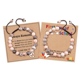 MANVEN Back to School Gift Mother And Daughter Bracelet First Day of School Gift Mommy and Me Matching Butterfly Beaded Bracelet Charm Wish Bracelets Jewelry Set for Girls Boys Son Granddaughter